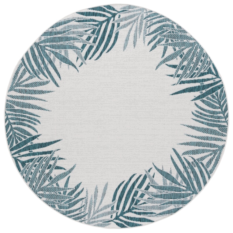 SAFAVIEH Beach House Saturnina Transitional Rug - 6'7" Round - Blue/Ivory