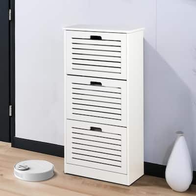 Modern Stylish Wooden Shoe Storage Cabinet, White