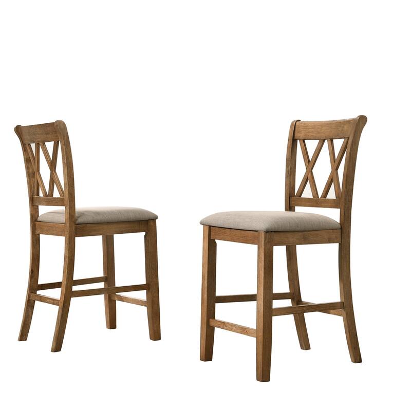 Fabric Upholstered Counter Height Dining Chairs, Set of 2