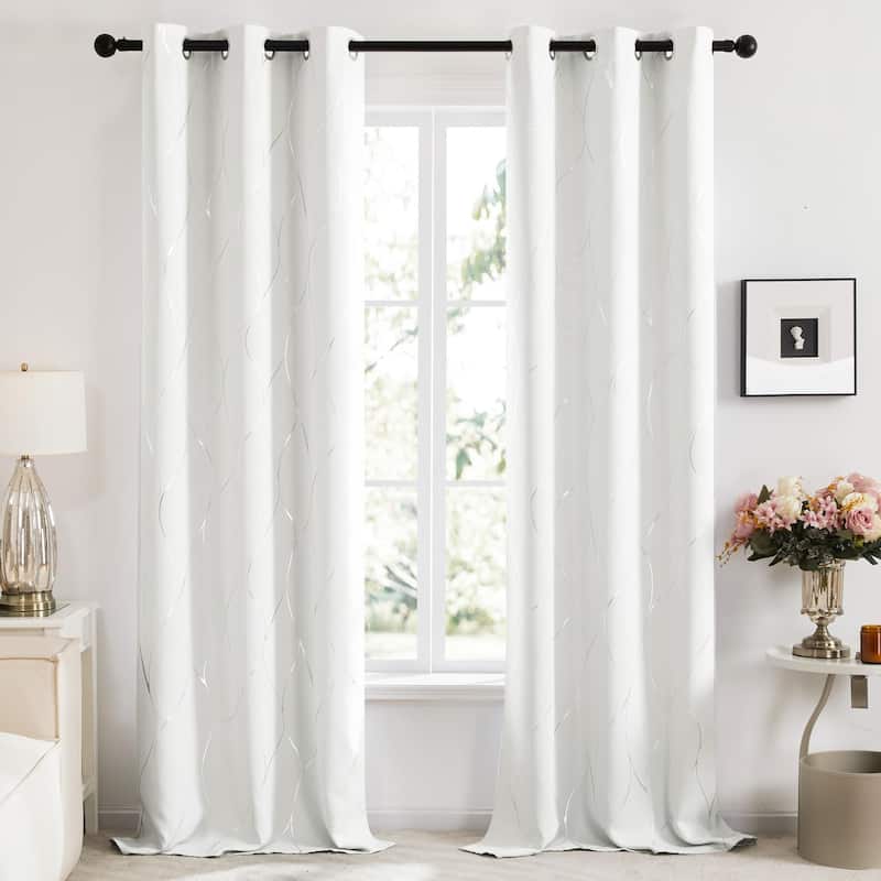 Deconovo Silver Line 42 Width Curtain Panel Pair (2 Panel) - W42"x L72" - White