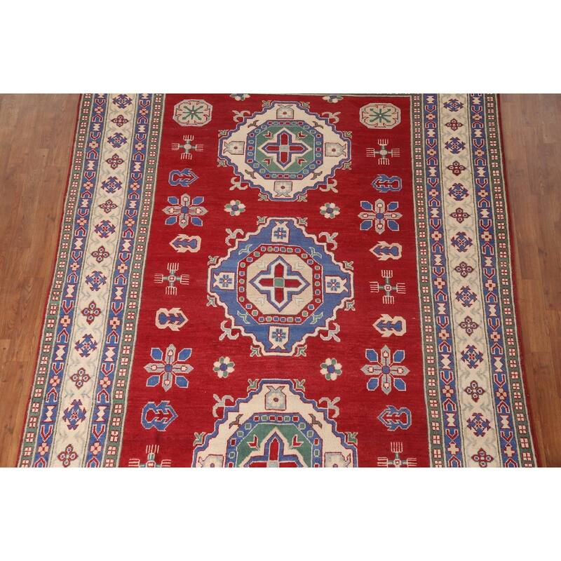 Red Kazak Area Rug Handmade Bedroom Wool Carpet - 6'7" x 10'4"