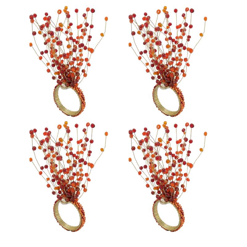 Beaded Spray Design Napkin Ring (Set of 4)