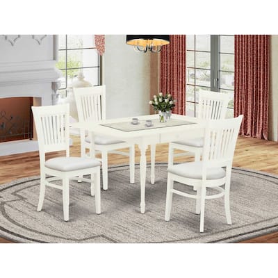 Mid Century Dining Table Set with 4 Chairs - Boho Kitchen Dinette Set - Linen White Finish