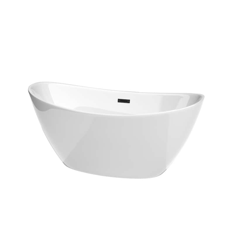 Wyndham Collection WCBTE652060 Dorrit 60" Free Standing Acrylic - White / Matte Black Trim