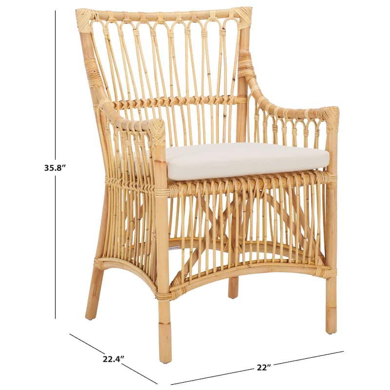 SAFAVIEH Zorianna Solid Wood Dining Chair with Cushion (Fully Assembled) - 22"W x 22"D x 36"H