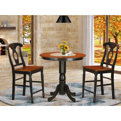 Solid Rubberwood 3-piece Counter-height Dining Set - a Table and 2 Chairs (Finish Options)