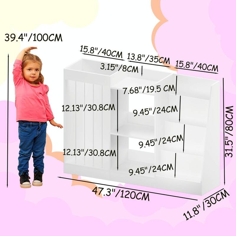Kids 3-Tier Bookshelf and Toy Storage