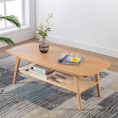 Natural Oak Coffee Table with Solid Wood Legs
