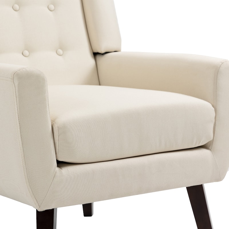 Modern Upholstered Faux Leather Tufted Armchair Linen Accent Chairs