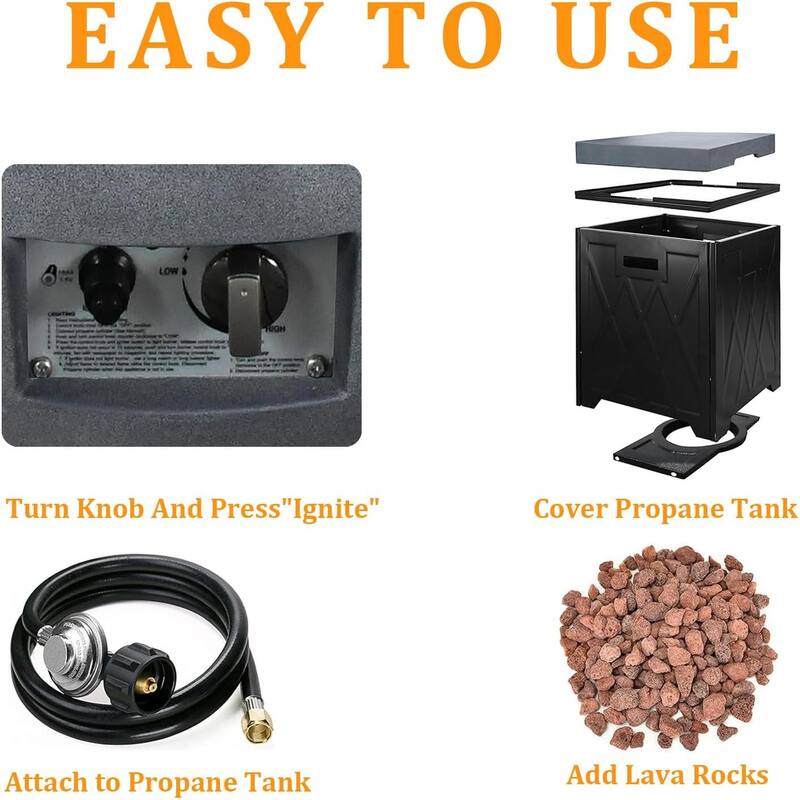 45” Outdoor Propane Fire Pit Table with Adjustable Flame, 50,000 BTU Ideal for Patio and Backyard Gatherings