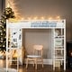 preview thumbnail 2 of 13, Stylish & Simple Metal Frame Twin Size Loft Metal Bed with 3 Layers of Shelves, Whiteboard and Desk, Maximized Space, White