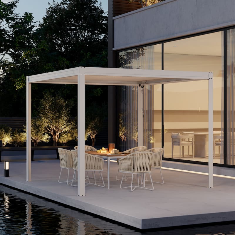 10 x 10 ft Aluminum Louvered Pergola with Adjustable Roof