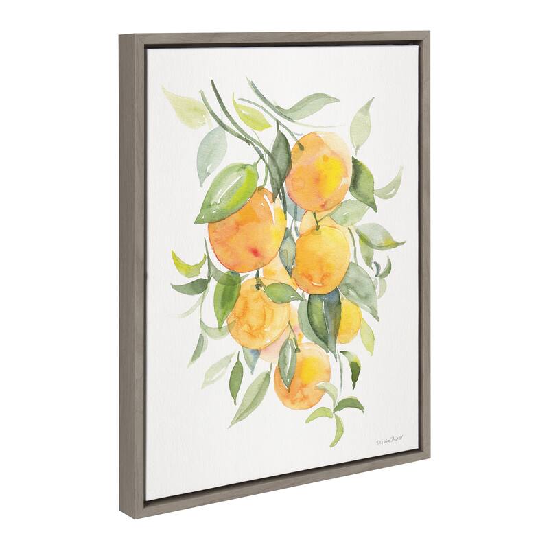 Kate and Laurel Sylvie Orange Citrus Framed Canvas by Patricia Shaw - 18x24 - Plastic - Grey