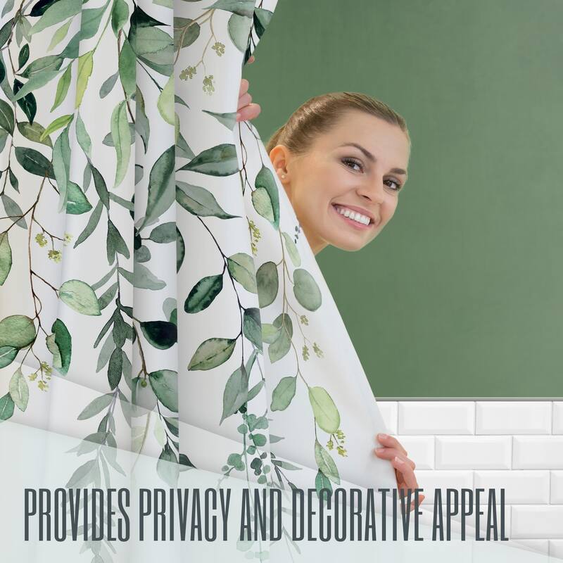 Floral Shower Curtain, 72"x72", Greenery, Botanical Bathroom Decor