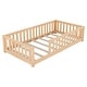 preview thumbnail 53 of 79, Modern Floor Bed with Safety Guardrails and Door, Suitable for Kids