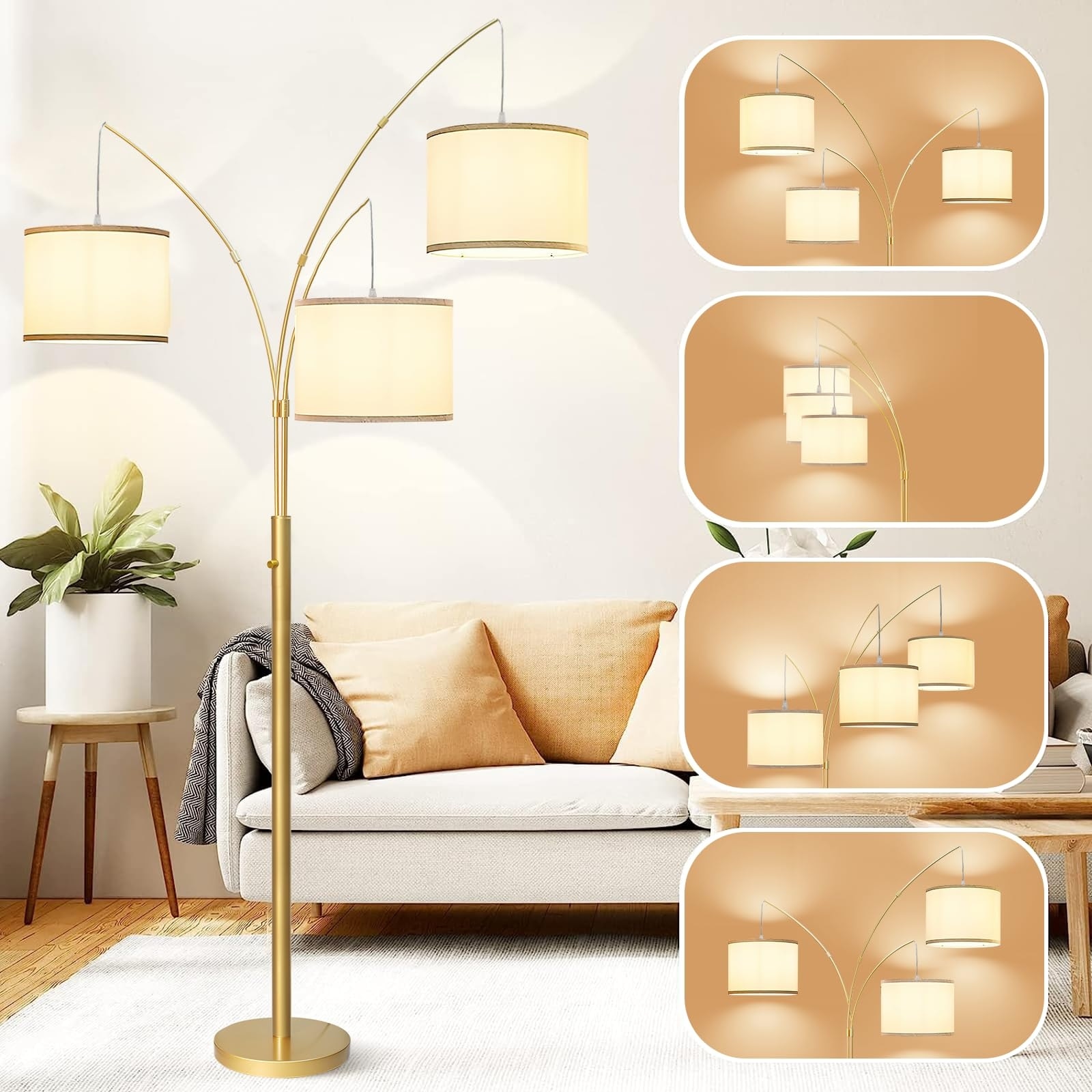Tall gold lamps for living discount room