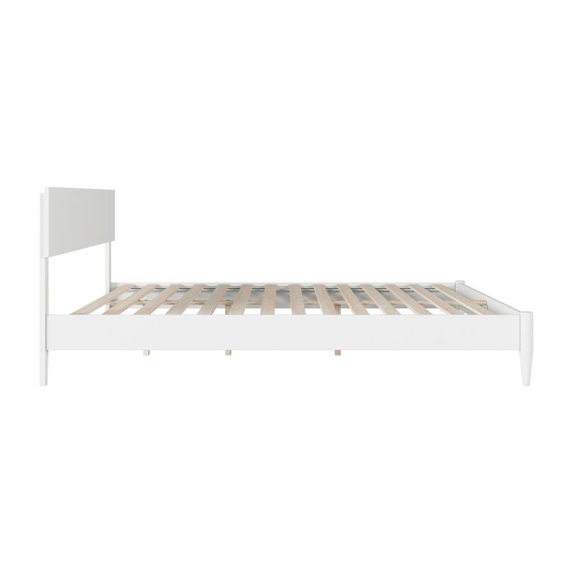 Modern Platform Bed - Solid Wood Low Profile Bed Frame - King Size Bed with USB Ports