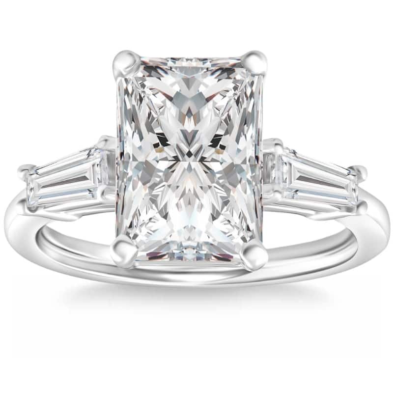 Certified 4.75Ct Radiant Cut Baguette Diamond Engagement Ring Gold Lab Grown