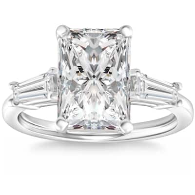 Certified 4.75Ct Radiant Cut Baguette Diamond Engagement Ring Gold Lab Grown