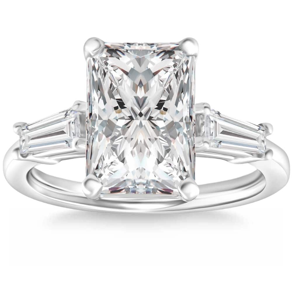 Bliss Diamond Certified 4.75Ct Radiant Cut Baguette Diamond Engagement Ring Gold Lab Grown
