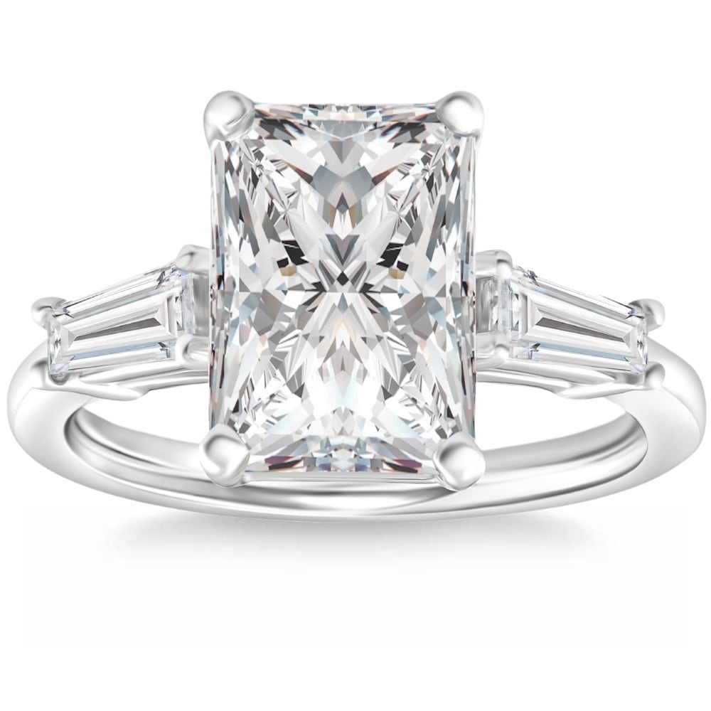 Bliss Diamond Certified 4.75Ct Radiant Cut Baguette Diamond Engagement Ring Gold Lab Grown