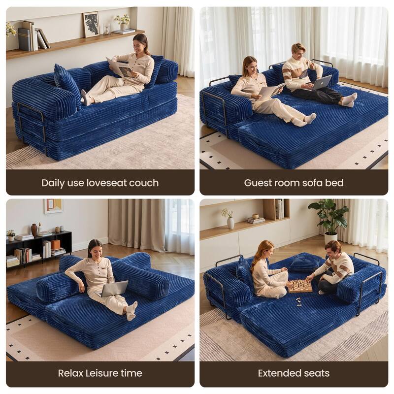 OVIOS Non-Aseembly Convertibe Modular Loveseat Sofa Bed