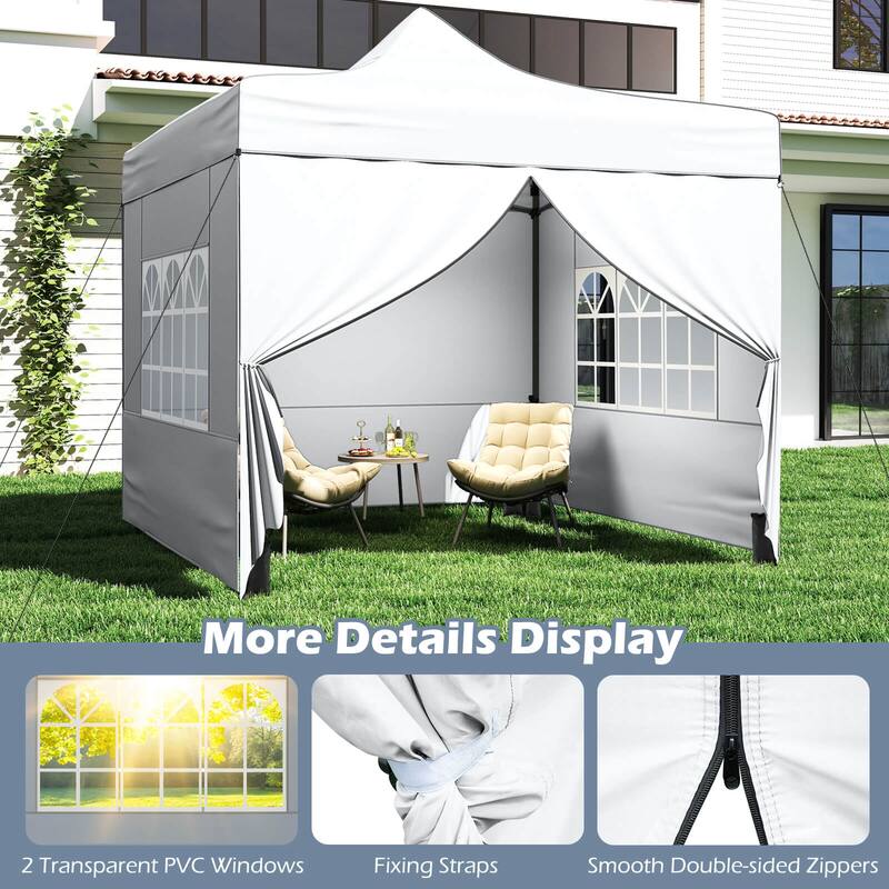 Costway 10 x 10 FT Pop up Canopy Tent with 4 Removable Sidewalls,