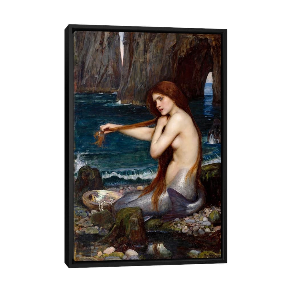 iCanvas "A Mermaid" by John William Waterhouse Framed Canvas Print