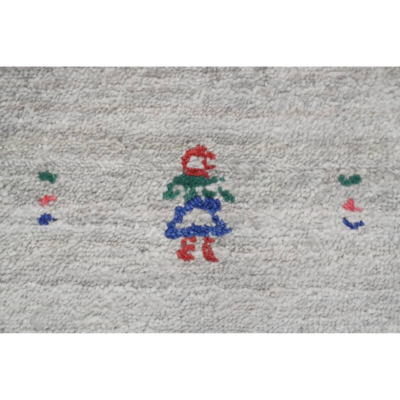 Hand Knotted Oriental Viscose Silk Carpet Tribal Animal Pictorial Greys & Charcoal Gabbeh Area Rug - 8' 9'' X 8' 10''
