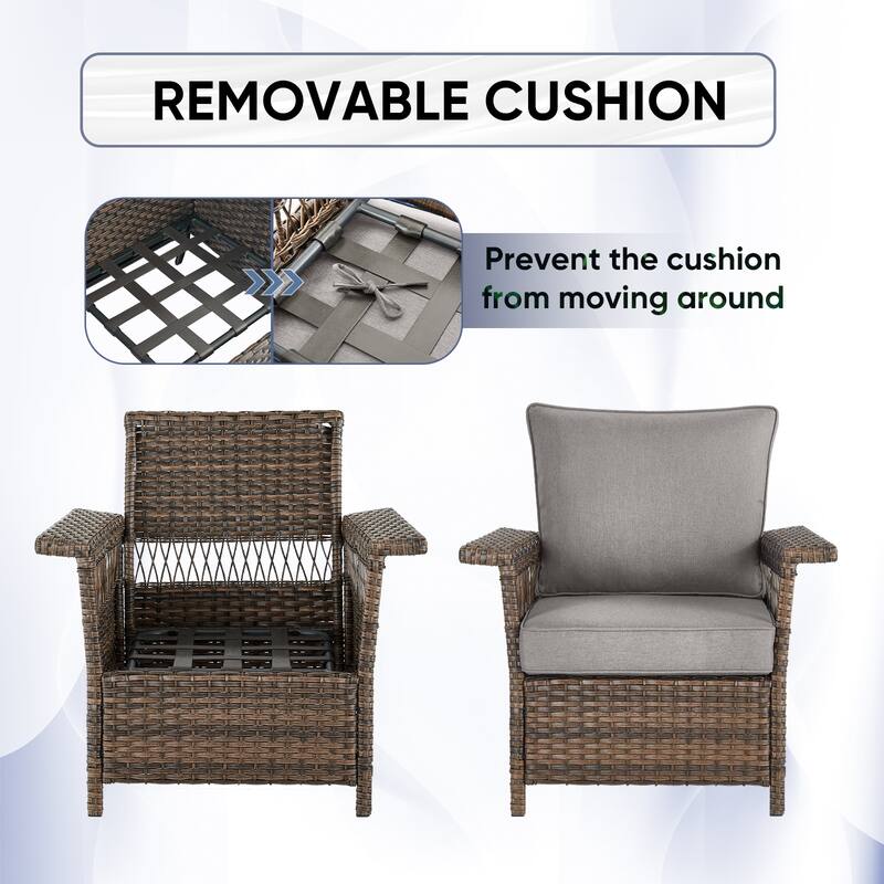Outdoor Patio Chairs with 3-Seat Sofa Coffee Table
