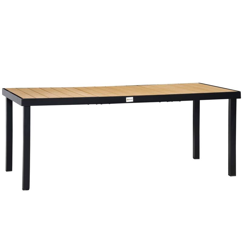 75" x 35" Outdoor Dining table for 8 People, Rectangular Aluminum Frame Garden table with All-Weather Faux Wood Top