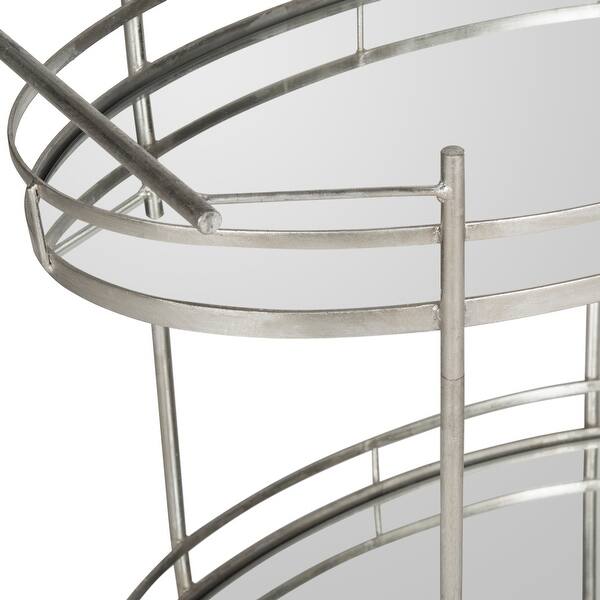 Safavieh Dante 30-in x 33.6-in Silver Oval Cart Bar Safavieh Dante 30-in x 33.6-in Silver Oval Cart Bar