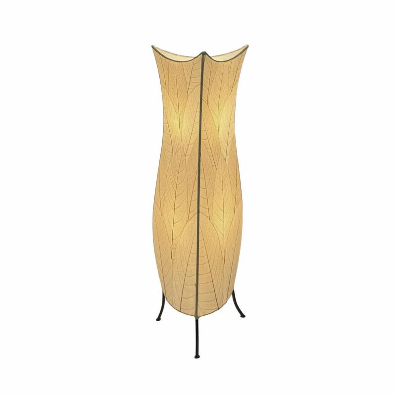 Eangee Handmade Flowerbud Large Floor Lamp, Cocoa Leaves Shade - 13 x 13 x 36