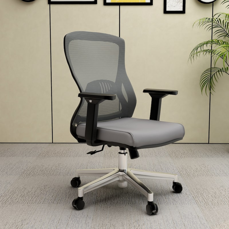 Adorit Modern Soft Cotton Upholstered Swivel Seat Office Desk Chair with Wheels, Adjustable Home Chair with Arms