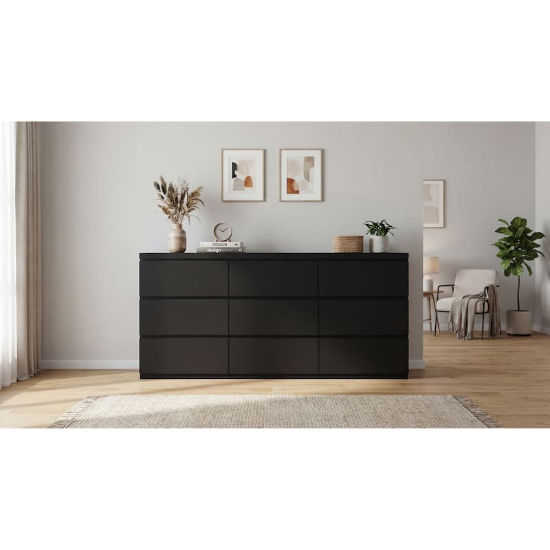 9-Drawer Dresser Chest of Drawers, Living Room Clothing Storage Cabinet Organizer Wardrobe Armoire Closet