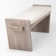 preview thumbnail 5 of 11, Mercana Elaine I Cream Fabric Seat w/ Brown Wood Entryway Bench - 58"W x 15"D x 20"H