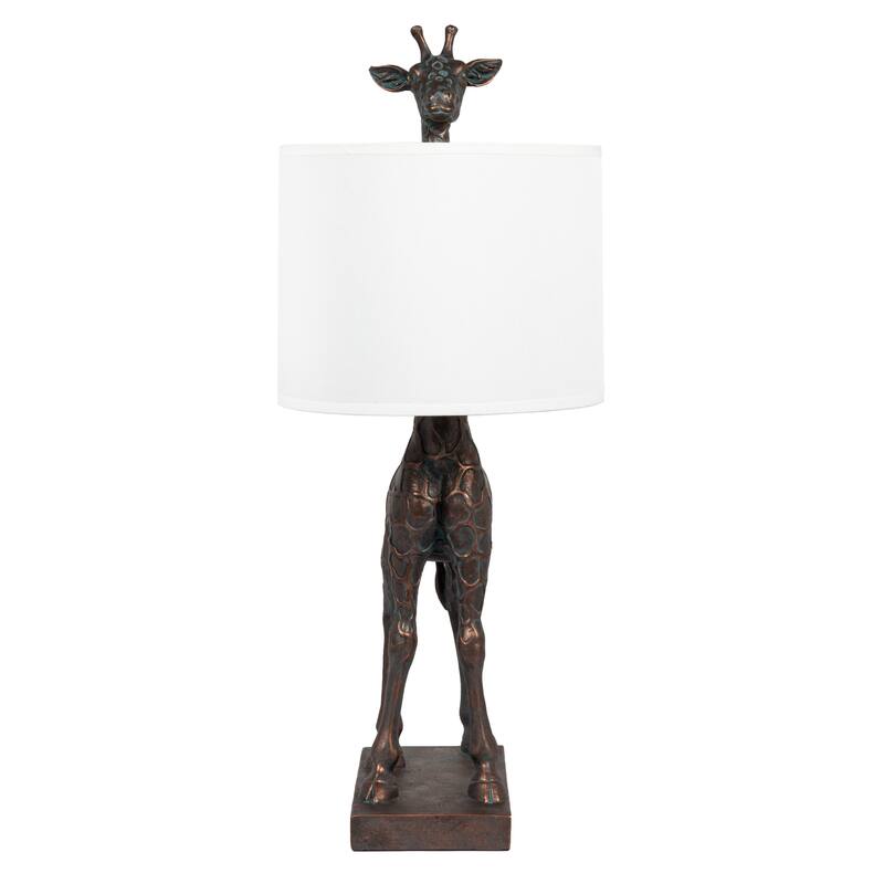 Resin Giraffe Table Lamp with Linen Shade
