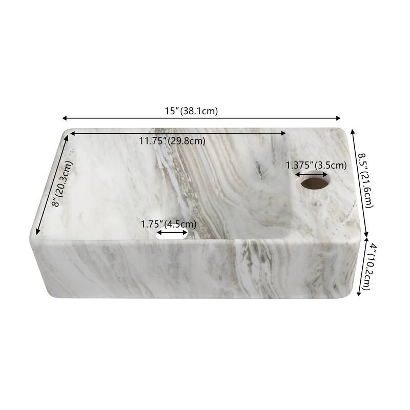 Felix Modern Wall Mounted Rectangular Ceramic Mini Sink, By JONATHAN Y