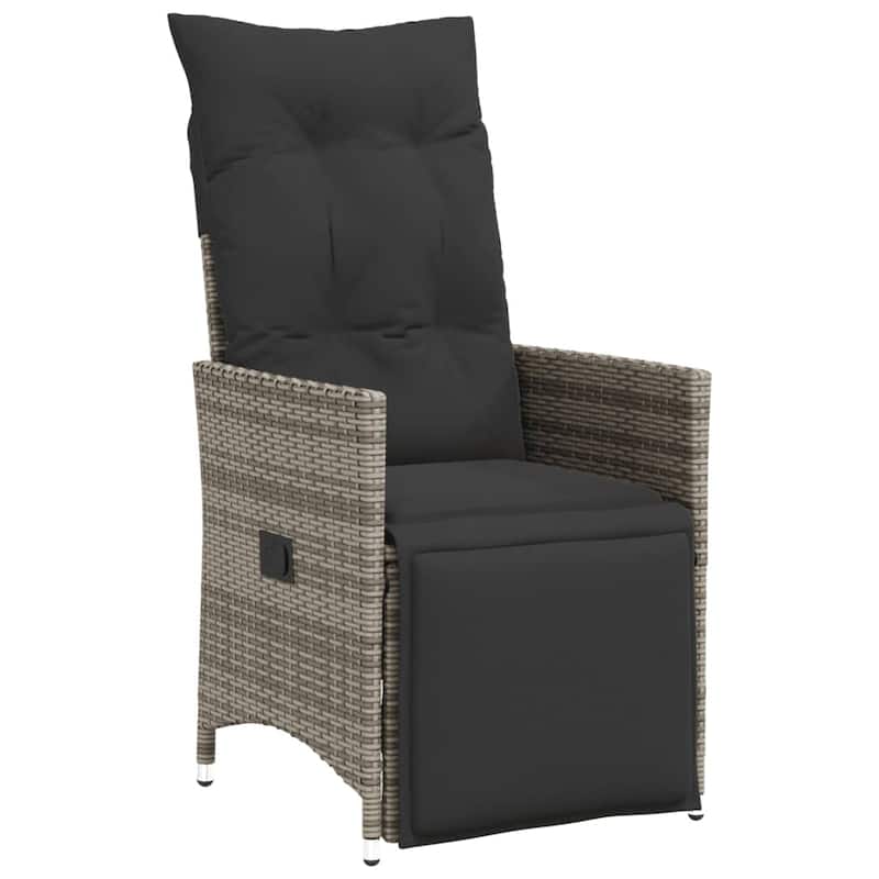 vidaXL Patio Bistro Set with Cushions Outdoor Garden Furniture Grey Poly Rattan