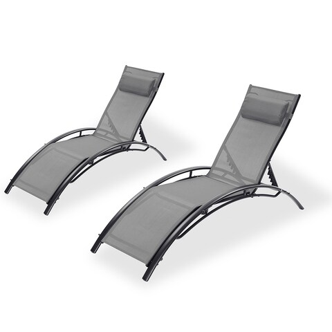 2PCS Set Chaise Lounges, Outdoor Lounge Chair, Recliner Chair