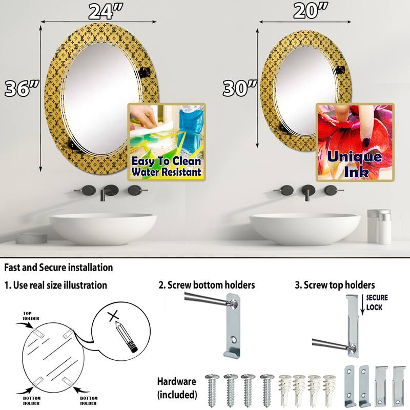 Designart 'Gold Designer Pistol II' Printed Fashion Gun Wall Mirror