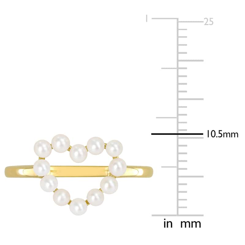 Miadora 2-2.5mm Cultured Freshwater Pearl Heart Ring in 14k Yellow Gold