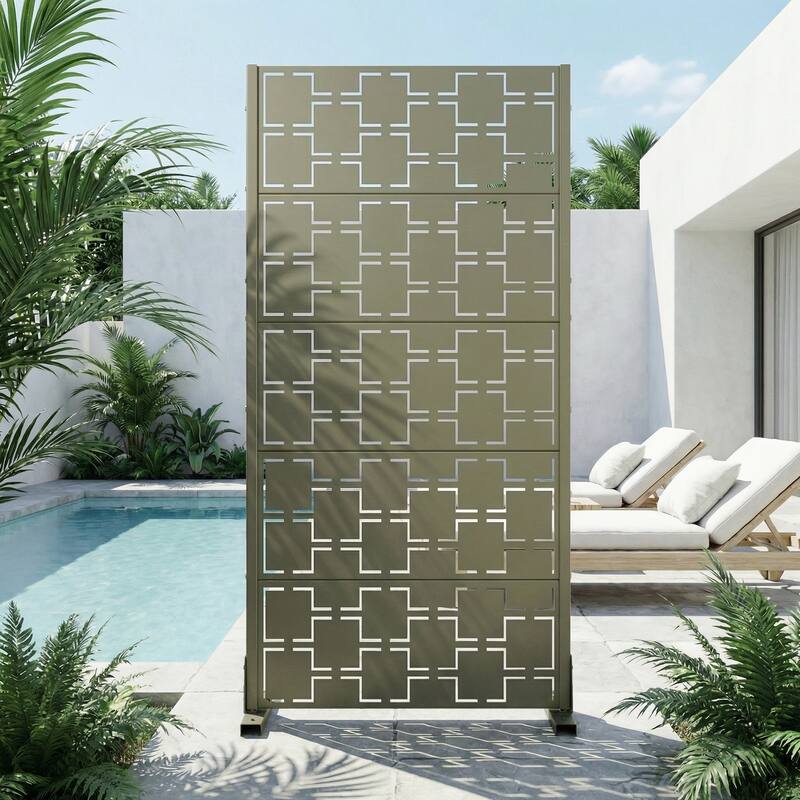 6 ft. H x 4 ft. Metal Privacy Screen Free Standing - Olive Green - 59"x30"