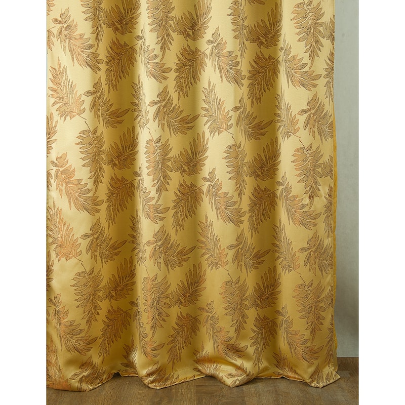 Gracewood Hollow Bao Textured Floral Jacquard Single Rod Pocket Curtain Panel w/ Attached 18-inch Valance - 54 x 84 in.