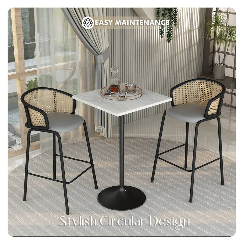 Square Bar Height Dining Table with Resin Top and Stainless Steel Base