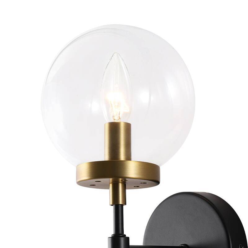 Modern 1-Light Two-Tone Clear Glass Armed Wall Sconce - 5.9 in