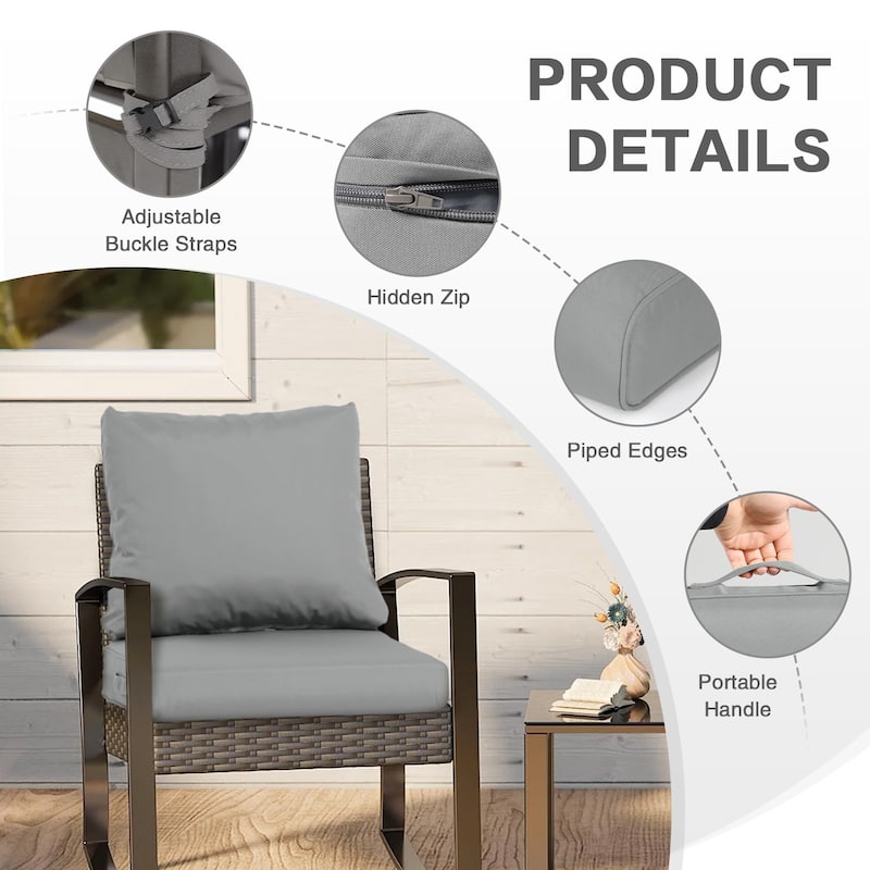 Aoodor Outdoor Chair Cushions Set, Water Resistant Deep Seat Cushions