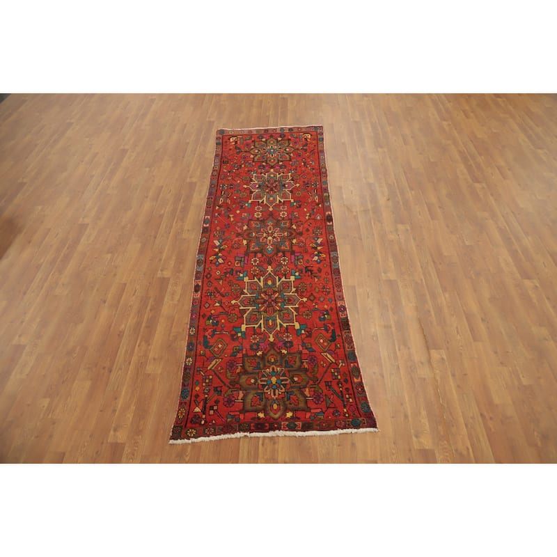 Hand Knotted Oriental 100% Wool Carpet Traditional Floral Oranges & Rust Tabriz Runner Rug - 9' 1'' X 2' 11''