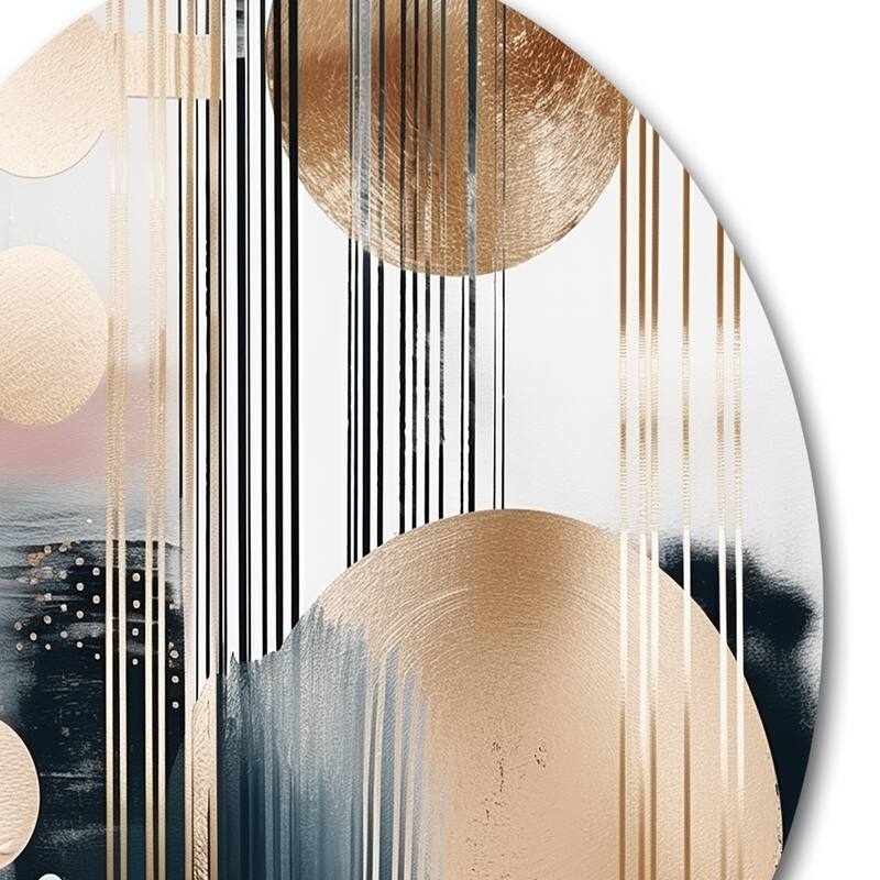 Designart "Soft Colors Shapes And Lines Marble III" Abstract Marble Metal Round Wall Art