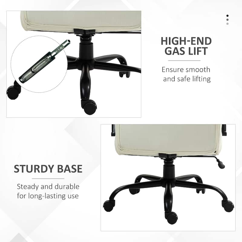 500lbs Capacity Big and Tall Office Chair with Wide Seat and Adjustable Height ,Executive Linen Finish